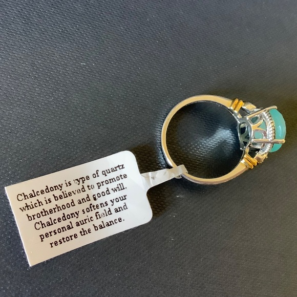 Sterling Silver Genuine Gemstone Aqua Chalcedony Ring Size-8 - Picture 10 of 16
